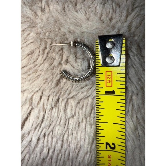 925 Sterling Silver Vintage Granulated Ornate Flower Half Hoop Earrings Western - Picture 7 of 7